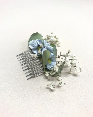 Hrebienok do vlasov modrý sušené kvety
